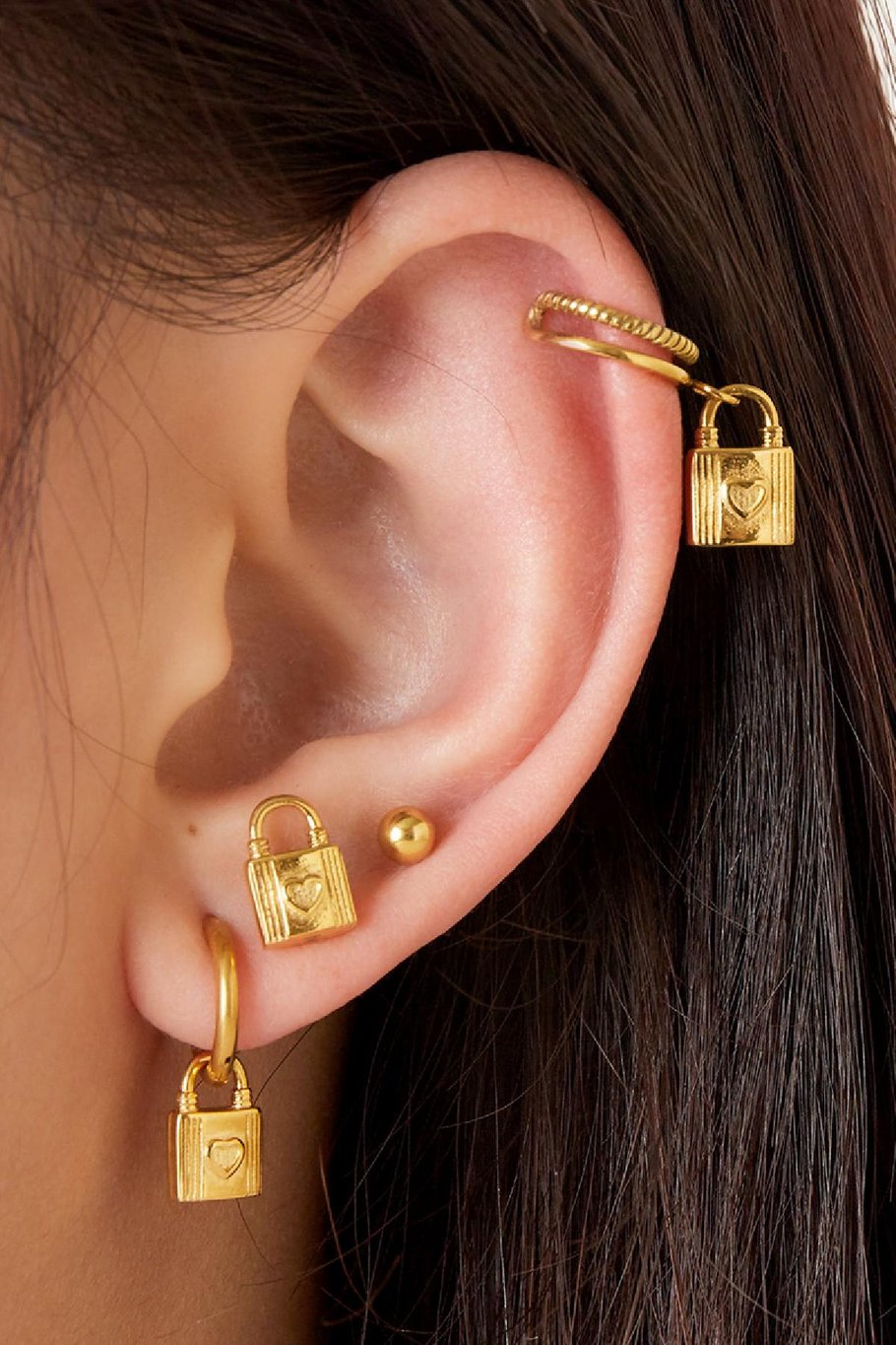 Roestvrij staal ear cuff slot Goud kleur Stainless Steel Afbeelding2